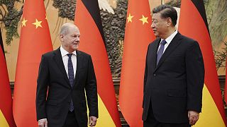 German Chancellor Olaf Scholz meets Chinese President Xi Jinping at the Great Hall of People in Beijing, 4 November 2022