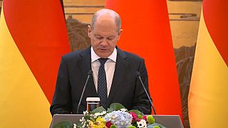 German Chancellor Olaf Scholz after meeting the Chinese PM