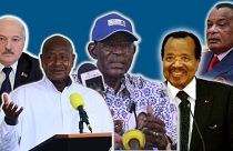 De g. à dr. : A. Loukachenko, Y. Museveni, T. Obiang Nguema, P. Biya et D. Sassou Nguesso - archives