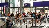 People enters the train at main train station in Berlin, Germany.