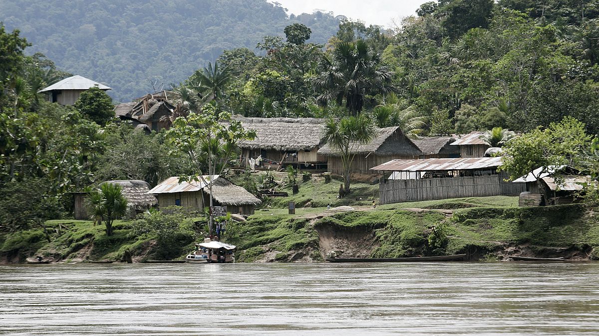 A village is seen along the Maranon river in the Peruvian state of Amazonas, Aug. 12, 2009.