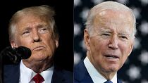 Montage de photos de l'ancien président américain Donald Trump, à gauche, et du président américain Joe Biden, à droite. 