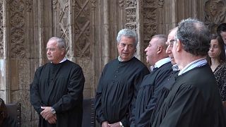 El Tribunal de las Aguas de la Vega de Valencia reunido en el pórtica de la catedral de Valencia, España 6/11/2022