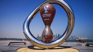 A hivatalos FIFA Világkupa visszaszámláló óra Dohában, a katari fővárosban