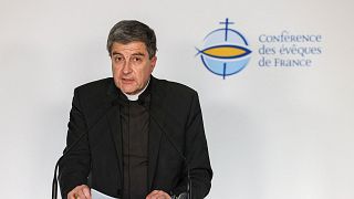 Le Président de la Conférence des évêques de France et archevêque du diocèse de Reims, Eric de de Moulins-Beaufort, lors déclaration le 7 novembre 2022