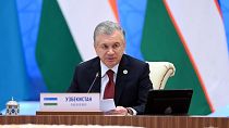 President of the Republic of Uzbekistan Shavkat Mirziyoyev chairing a meeting of the Heads of State of the Shanghai Cooperation Organization in the city of Samarkand