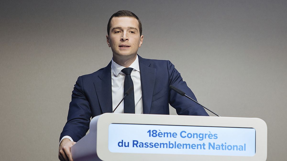 Жордан Барделла избран председателем Национального объединения, сменив на этом посту Марин Ле Пен, Париж, 5 ноября 2022 г.