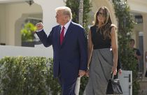 Donald Trump accompagné de Melania Trump, à Palm Beach, Floride aux États-Unis mle 8 novembre 2022.