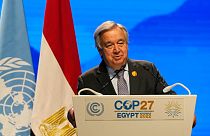 Le Secrétaire général des Nations Unies, Antonio Guterres, s'exprime lors de la COP27, à Charm el-Cheikh en Égypte, 9 novembre 2022
