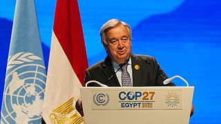 Le Secrétaire général des Nations Unies, Antonio Guterres, s'exprime lors de la COP27, à Charm el-Cheikh en Égypte, 9 novembre 2022