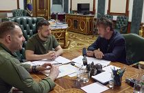 Volodimir Zelenszkij és Sean Penn Kijevben 2022. június 28-án.