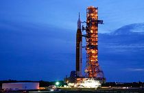 صاروخ القمر التابع لناسا المقرر لمهمة أرتميس إلى القمر في كيب كانافيرال بولاية فلوريدا.