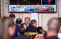 Donald Trump suit la soirée électorale, à Mar-a-Lago, Floride, le 8 novembre 2022
