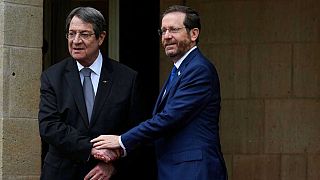 Arşiv: İsrail Cumhurbaşkanı Isaac Herzog ve Güney Kıbrıs Rum Yönetimi (GKRY) lideri Nikos Anastasiadis, 2 Mart 2022, Lefkoşa