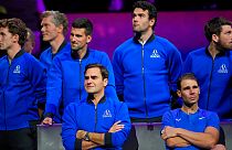 Roger Federer et Rafael Nadal, très émus à la fin du dernier match de la légende suisse, 23 septembre 2022