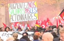 Manifestación y huelgasalarial del sector de transportes públicos en París