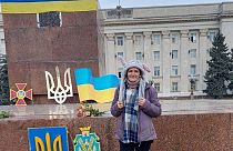 Lilia, una delle attiviste del movimento di resistenza "Nastro Giallo". (Kherson, 11.11.2022)