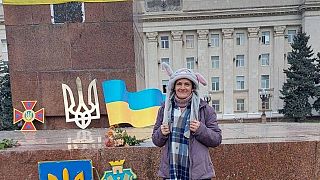 Lilia, una delle attiviste del movimento di resistenza "Nastro Giallo". (Kherson, 11.11.2022)