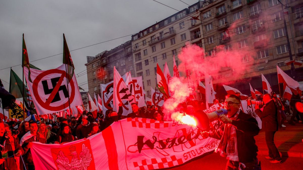 راهپیمایی به مناسبت روز اعلام استقلال لهستان در ورشو