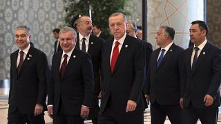 اردوغان إلى جانب رؤساء الدول الأعضاء في "منظمة الدول التركية"