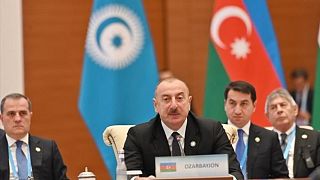 الهام علی‌اف، رئیس جمهور آذربایجان در اجلاس سران کشورهای ترک‌زبان در ازبکستان
