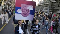 Акция протеста против загрязнения воздуха. Белград, Сербия. 13 ноября 2022 года