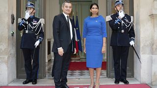 Жеральд Дарманен и Суэлла Браверман в Париже после подписания соглашения по миграции, 14 ноября 2022 г.