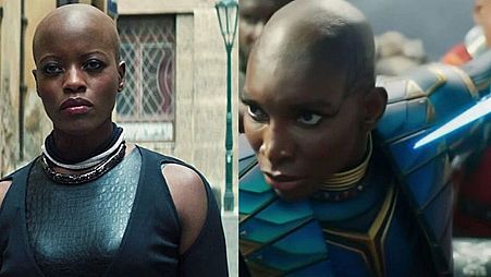 Florence Kasumba and Michaela Coel in Black Panther: Wakanda Forever