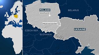 The location of Przewodów in Poland, near the border with Ukraine.