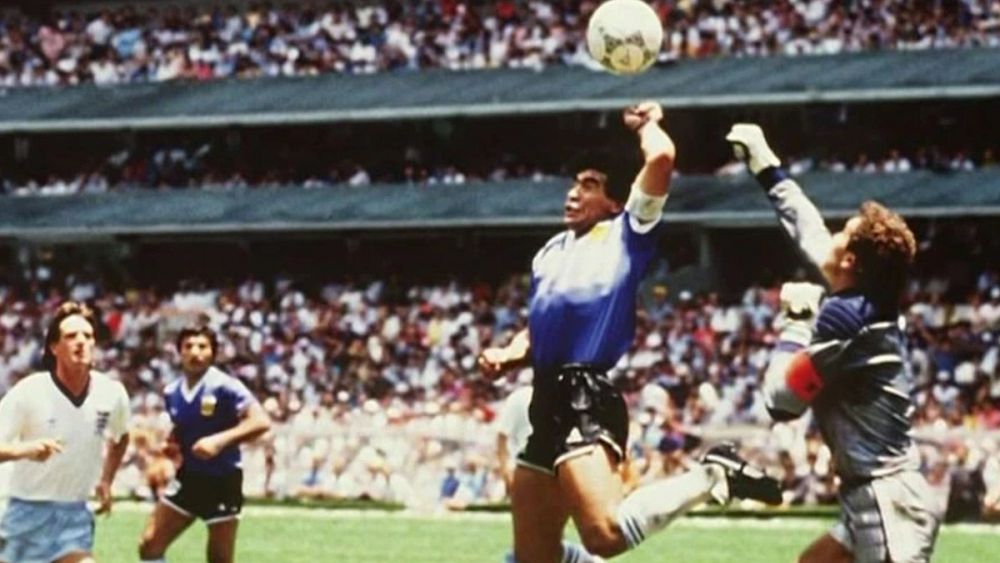 The 'Hand of God' soccer ball punched by Diego Maradona is up for auction :  NPR