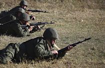 Russische Soldaten beim Training vor dem Einsatz in der Ukraine