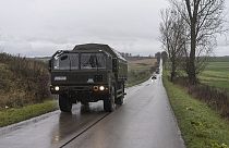 Polnisches Armeefahrzeug nahe der Grenze zur Ukraine