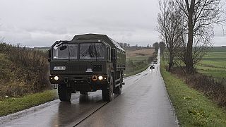 Polnisches Armeefahrzeug nahe der Grenze zur Ukraine