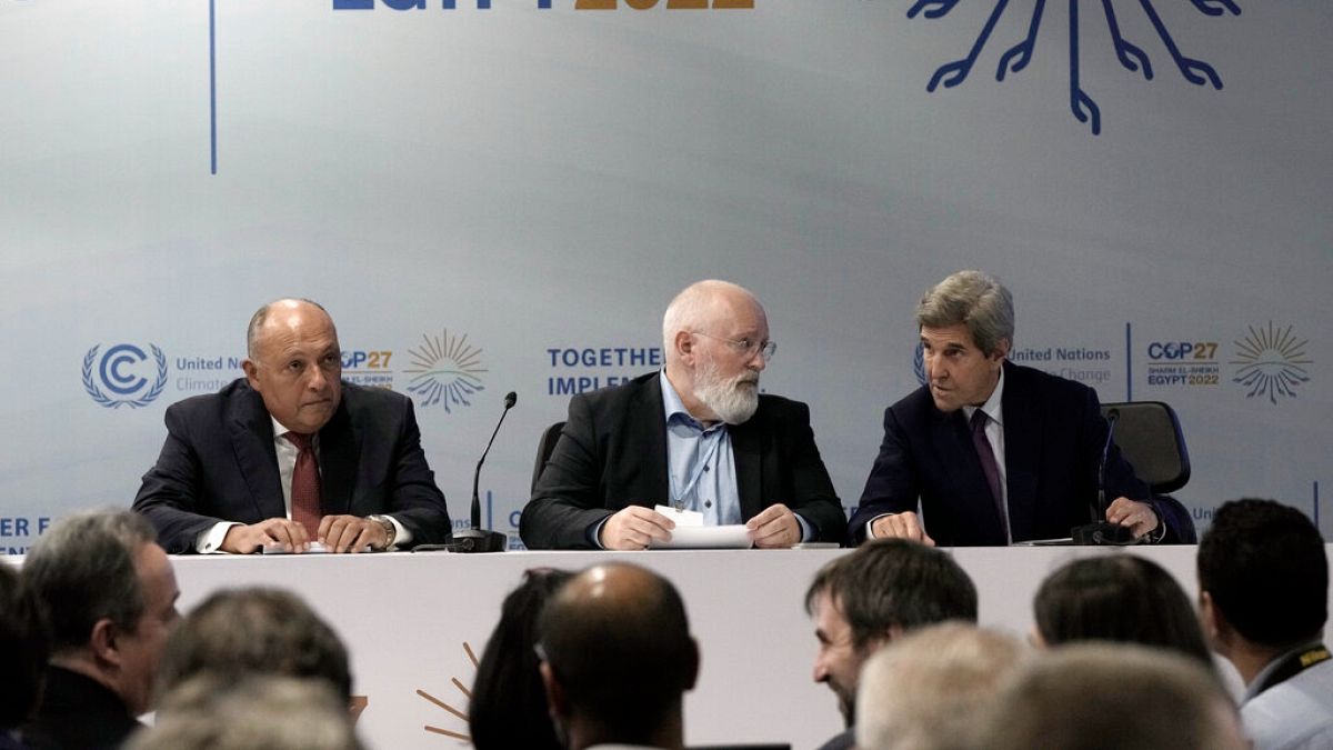 Sameh Shoukry, Frans Timmermans, John Kerry, 17/11/2022