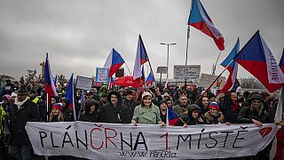 Manifestación de protesta por el apoyo de la República Checha a Ucrania, Praga 17/11/2022