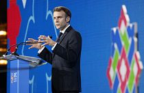 France's President Emmanuel Macron addresses the APEC CEO Summit during the Asia-Pacific Economic Cooperation (APEC) Summit in Bangkok on November 18, 2022.