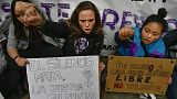 Una protesta contra la violencia sexual machista, en Pamplona, norte de España