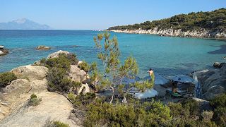 You don't have to go Greek's islands to find stunning beaches in Greece. Here, Kavourotrypes Beach in the Sithonia peninsula in Halkidiki.