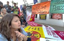 Manifestación de activistas frente a la sede de la COP27