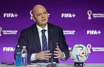 FIFA President Gianni Infantino speaks at a press conference Saturday, Nov. 19, 2022 in Doha, Qatar.