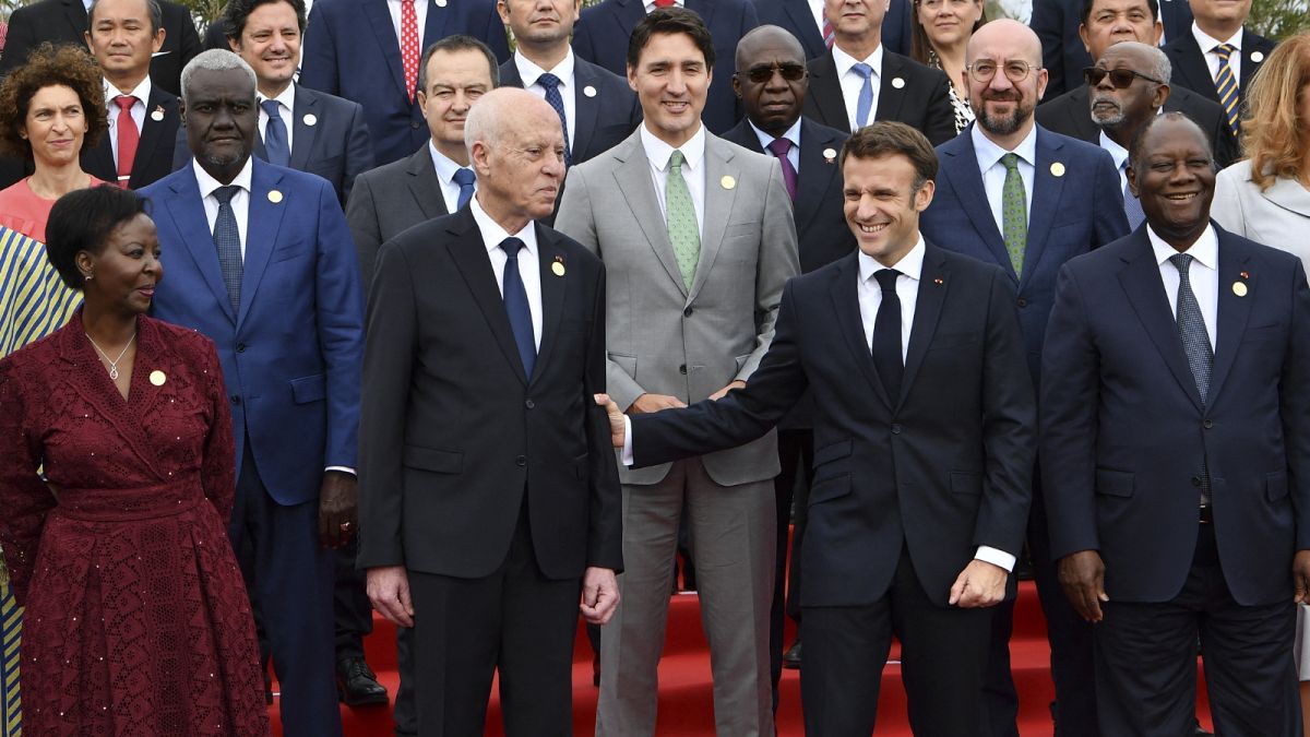 Leaders of French-speaking countries pose for a photo before 18th Franophone Summit in Tunisia, 19 November 2022