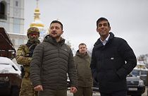 El primer ministro británico Rishi Sunak visita Kiev junto al presidente Volodímir Zelenski