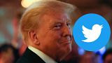 Composite image of former US President Donald Trump and the Twitter logo