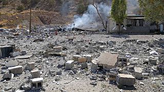 Destruction after the Turkish strikes in northern Syria