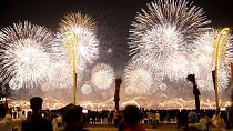 Fans enjoyed a massive firework display at the Al Bayt Stadium in Qatar