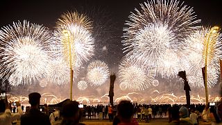 Πυροτεχνήματα κατά την τελετή έναρξης του Μουντιάλ του Κατάρ
