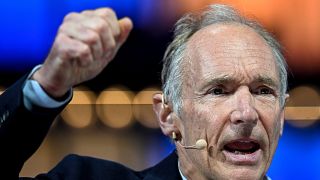 Inrupt co-founder and CTO Sir Tim Berners-Lee speaks at the centre stage of the Europe's largest tech conference, the Web Summit, in Lisbon on November 4, 2022.