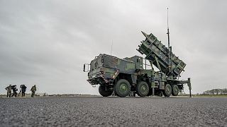 Patriot légvédelmi rakéta a Bundeswehr schwesingi repülőterén