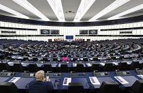 Vue du Parlement européen à Strasbourg, le 19 octobre 2022