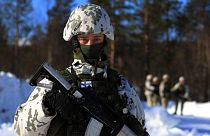 FILE: Finnish soldier during winter weather training, March 2022